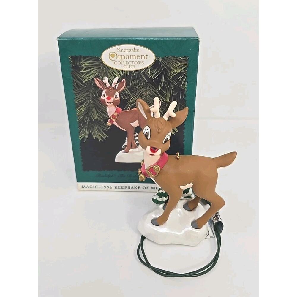 1996 Hallmark Keepsake Rudolph Red Nose Reindeer Magic Lights Membership U111